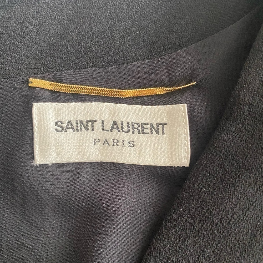 Saint Laurent- Black Silk Longsleeve Mini Dress